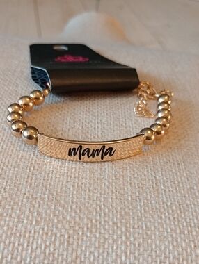 paparazzi Gold 'Mama' Beaded Nameplate Bracelet